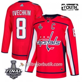 Barn Ishockey Washington Capitals Tröja Alex Ovechkin 8 2018 Stanley Cup Final Patch Adidas Röd Authentic